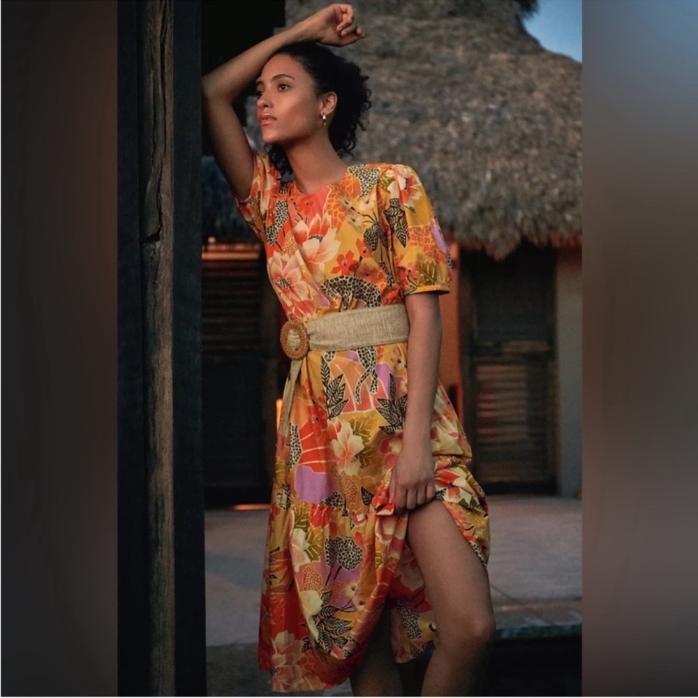 Farm Rio by Anthropologie printed Maribel jungle cat dress. NWOT.